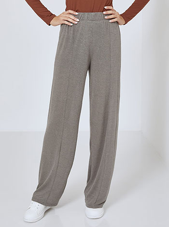 Wide leg trousers fine knit in dark grey