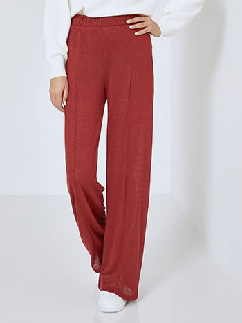 Wide leg trousers fine knit in wine red