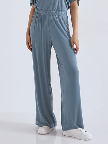 Wide leg trousers with soft touch in rough blue