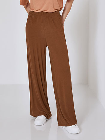 Wide leg trousers with soft touch in brown