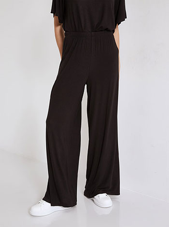 Wide leg trousers with soft touch in black