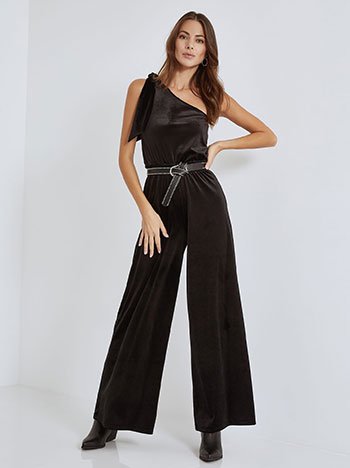 Jumpsuit velvet in black