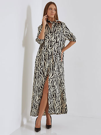 Shirtdress in animal print in light beige