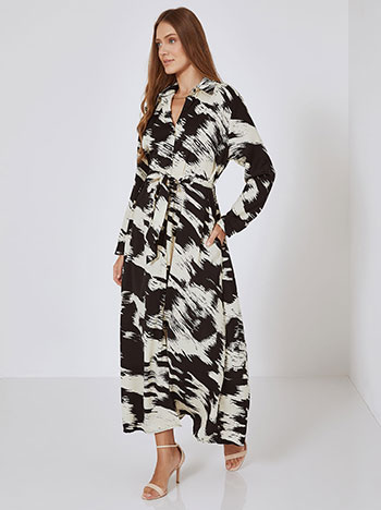 Dress printed maxi in black