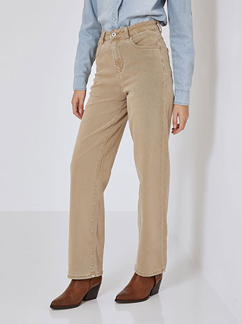 Jeans with cotton in dark beige