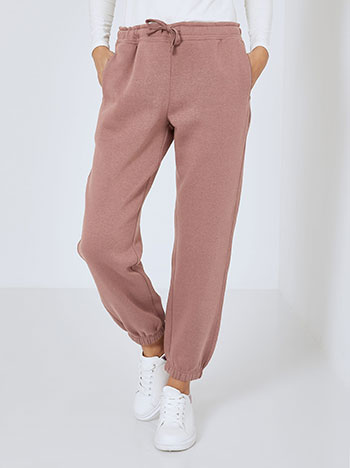 Sweatpants with cotton in dusty pink