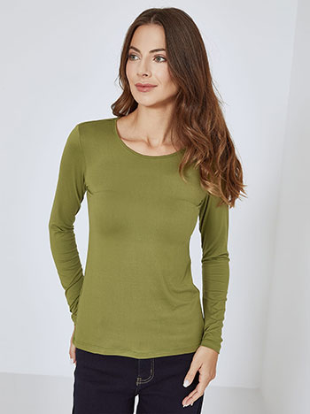 Top with soft touch in khaki