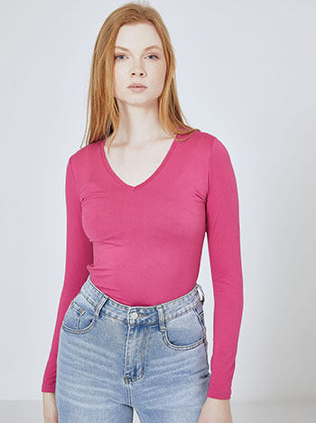 Top with soft touch in fuchsia