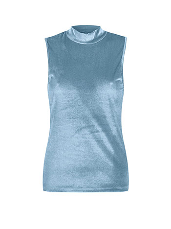 Velvet sleeveless top curvy in rough blue | Celestino