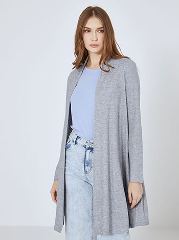 Ζακέτα μακριά χωρίς κούμπωμα σε γκρι ανοιχτό