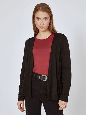 Cardigan fine knit asymmetric in black