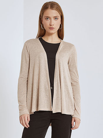 Cardigan fine knit asymmetric in beige