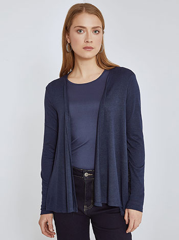 Cardigan fine knit asymmetric in dark blue