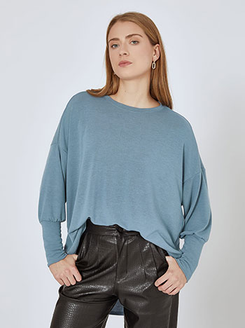 Top with round hemline in rough blue