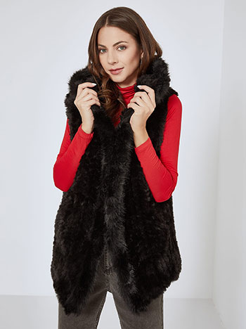 Vest fur in black