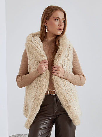 Vest fur in beige