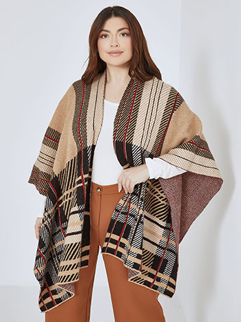 Cape plaid with wool in camel