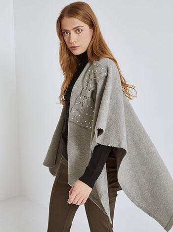 Cape with a bow in grey