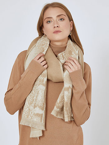 Scarf with metallic details in beige