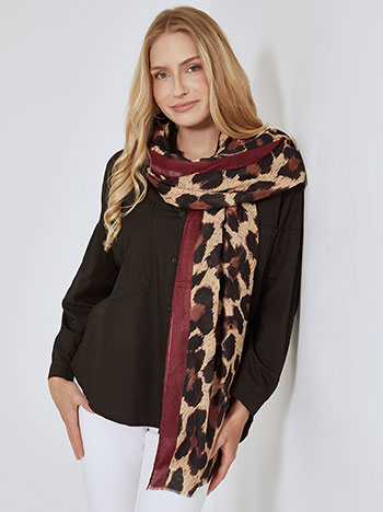 Scarf leopard in wine red