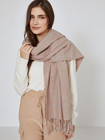 Scarf with metallic details in pink