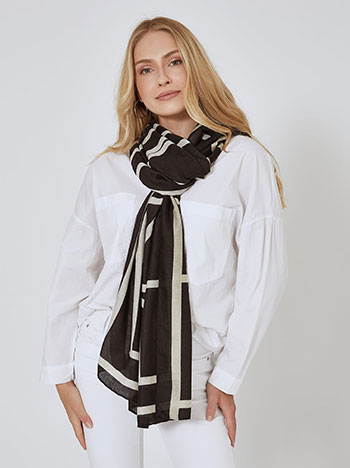 Scarf printed in black beige