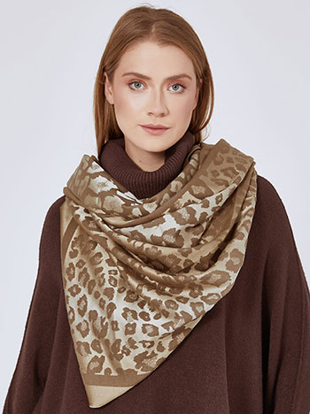 Scarf metallic leopard in light brown