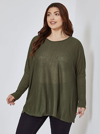 Top oversized in dark khaki