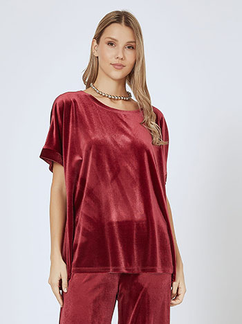 Top oversized velvet in wine red