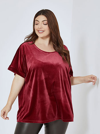 Top oversized velvet in wine red