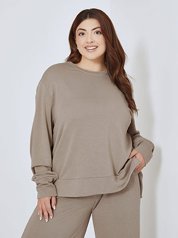 Sweatshirt  asymmetric with side slits in beige