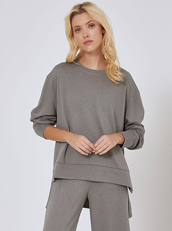 Sweatshirt  asymmetric with side slits in grey