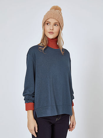 Sweatshirt  asymmetric with side slits in dark blue