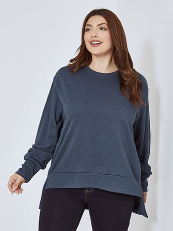 Sweatshirt  asymmetric with side slits in dark blue