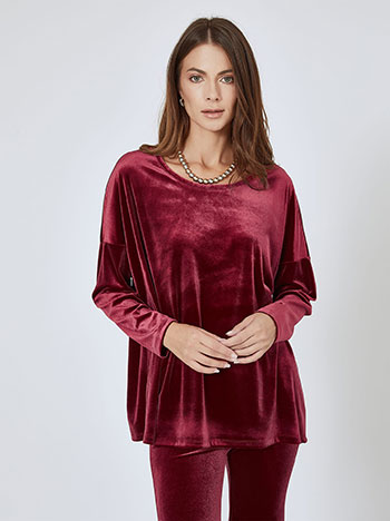 Top long velvet in wine red