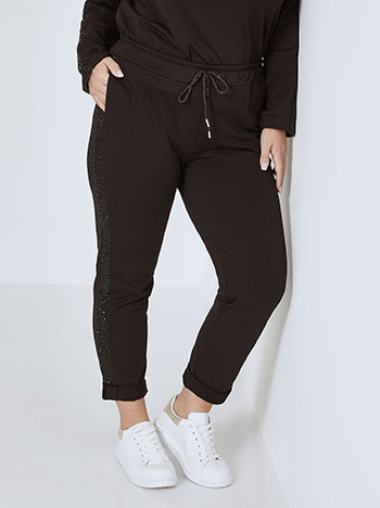 Sweatpants with sequins on the side in black