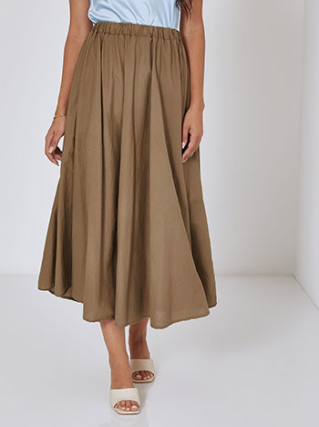 Cotton midi skirt in light brown