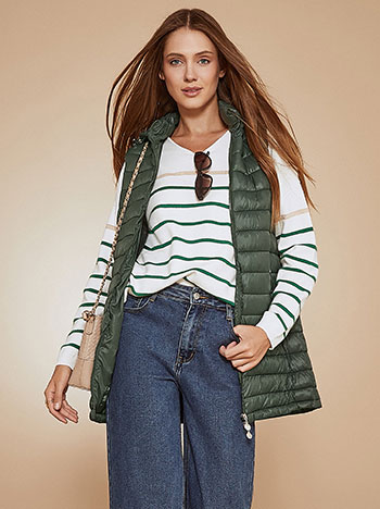 Vest with detachable hoodie in dark green