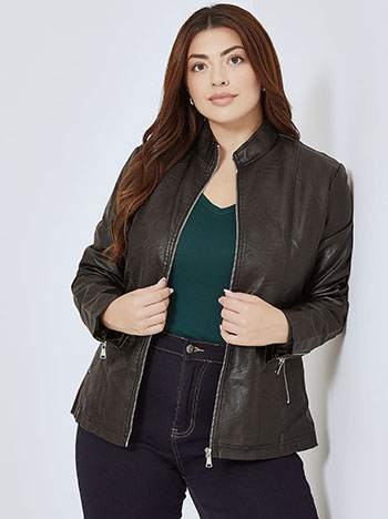 Jacket leather effect biker in black