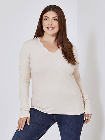 Sweater with raw details in beige