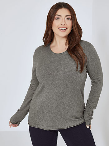 Sweater with raw hemline in dark grey