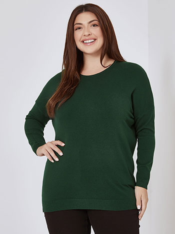 Sweater with raw hemline in dark green