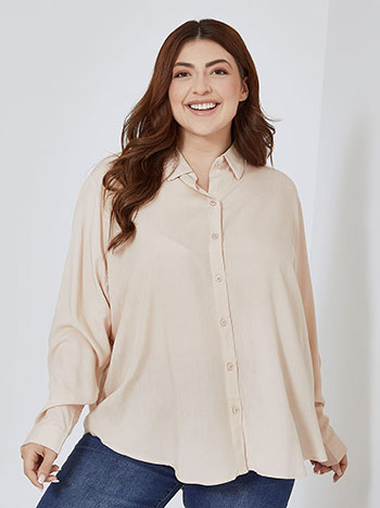 Shirt with cotton in beige