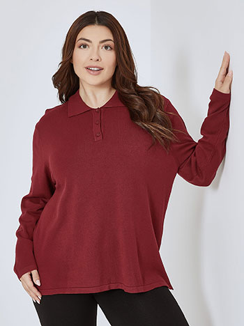 Top oversized with collar in wine red