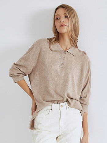 Top oversized with collar in light brown