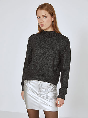 Sweater metallic with soft touch in black