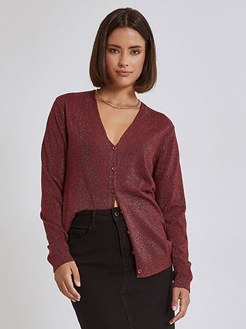 Cardigan metallic in burgundy