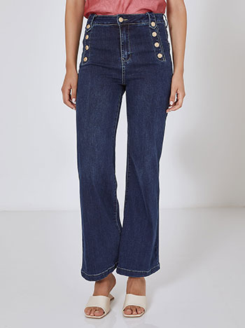 Jeans flare jeans with decorative buttons in dark blue