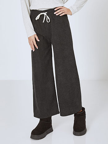 Wide leg trousers corduroy with lining in dark grey