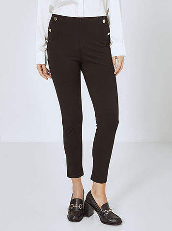 Trousers with decorative buttons in black